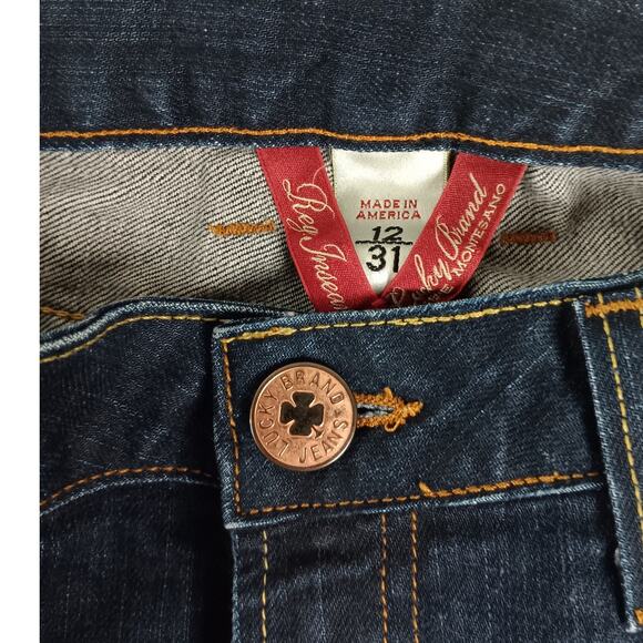 Lucky Brand by Gene Montesano Lola Boot Jeans Womens 12 32X29 Dark Wash USA Made - Picture 6 of 14